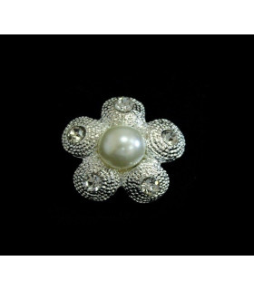 BROCHE DIAMANT/PERLES 2,5 X 2,5 CMS.