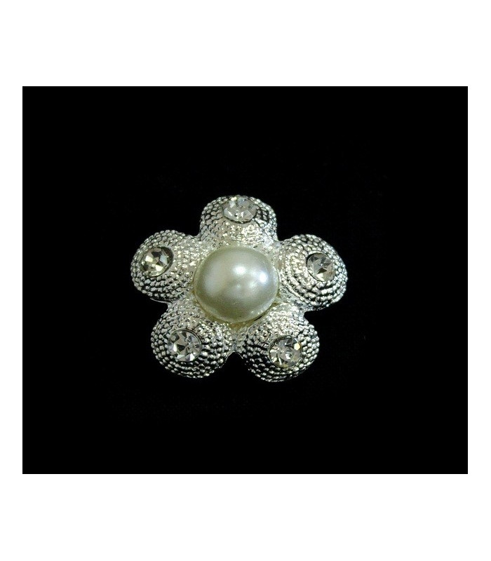 BROCHE DIAMANT/PERLES 2,5 X 2,5 CMS.