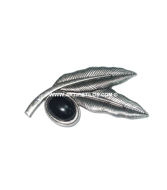 BROCHE 2 PLUMES + PIERRE