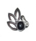BROCHE 3 FEUILLES CREUSES + PIERRE