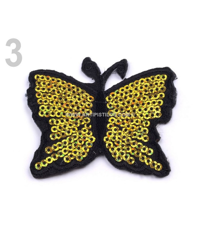 PAPILLON THERMOCOLLANT AVEC PAILLETTES 5 x 6,5 cm