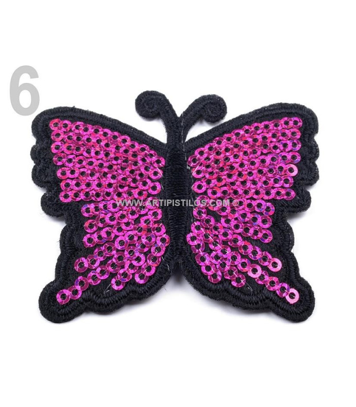 PAPILLON THERMOCOLLANT AVEC PAILLETTES 5 x 6,5 cm