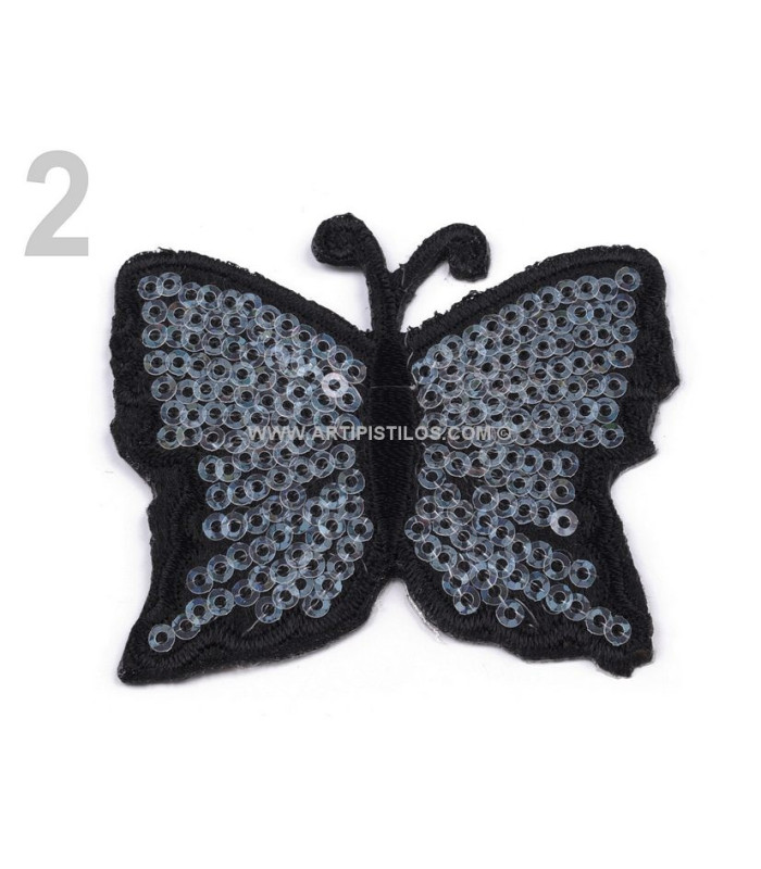 PAPILLON THERMOCOLLANT AVEC PAILLETTES 5 x 6,5 cm