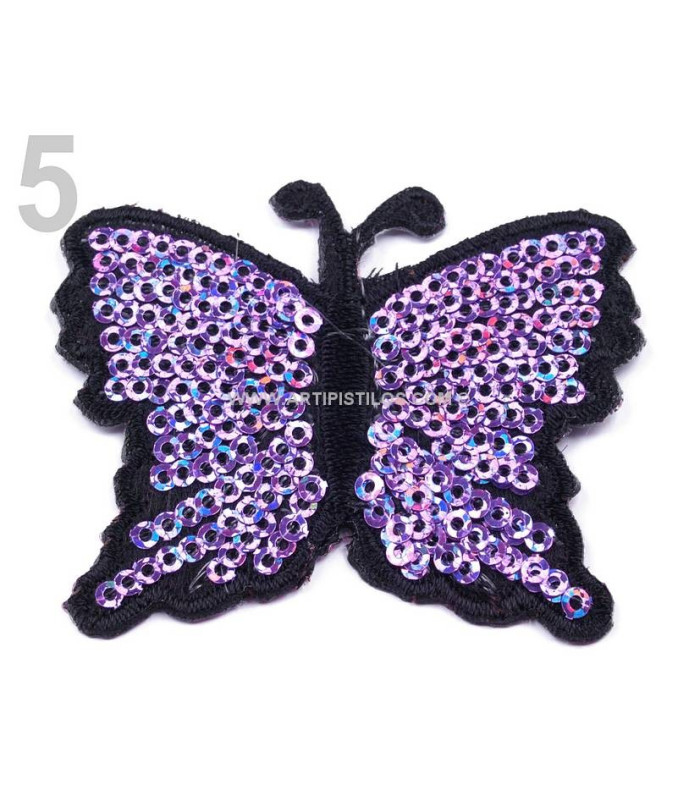 PAPILLON THERMOCOLLANT AVEC PAILLETTES 5 x 6,5 cm
