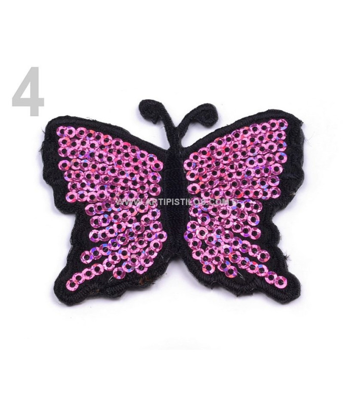 PAPILLON THERMOCOLLANT AVEC PAILLETTES 5 x 6,5 cm