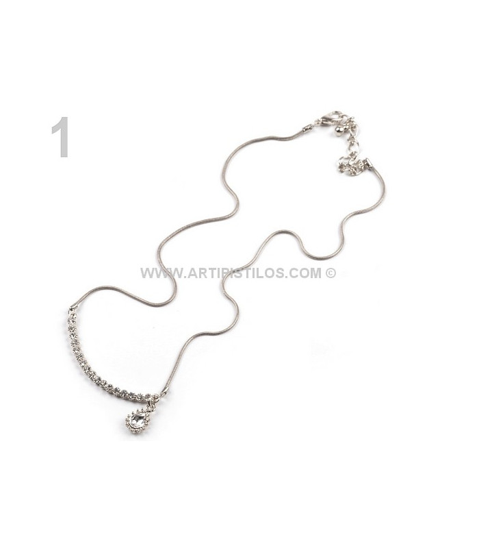 COLLIER AVEC STRASS + PIERRES PRÉCIEUSES