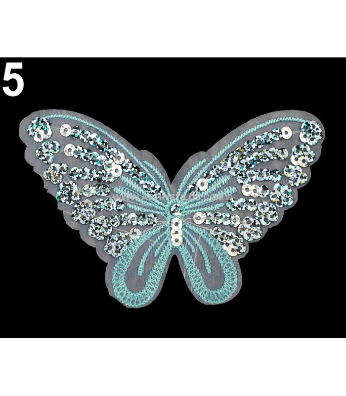 PAPILLON THERMOCOLLANT AVEC PAILLETTES 12,7 X 7,5 CM