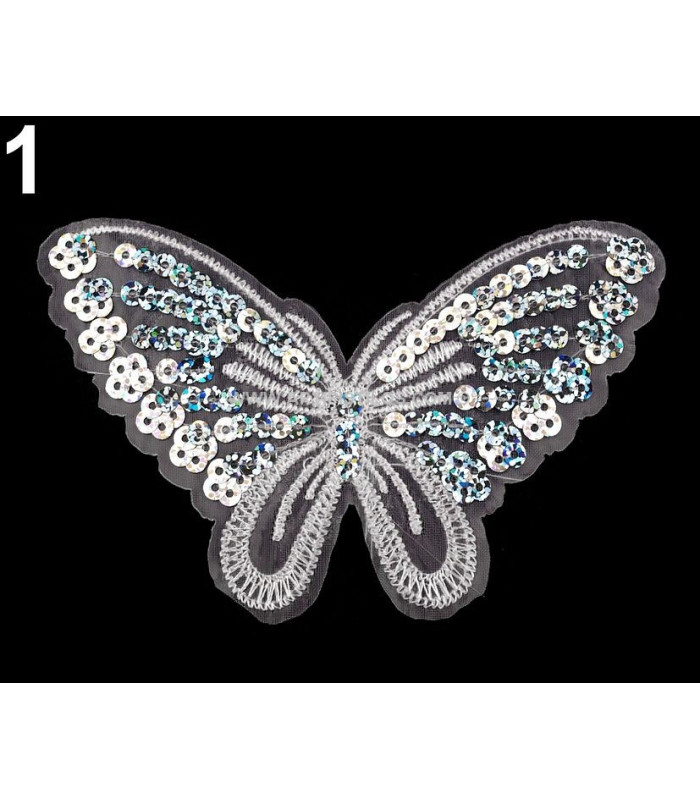 PAPILLON THERMOCOLLANT AVEC PAILLETTES 12,7 X 7,5 CM