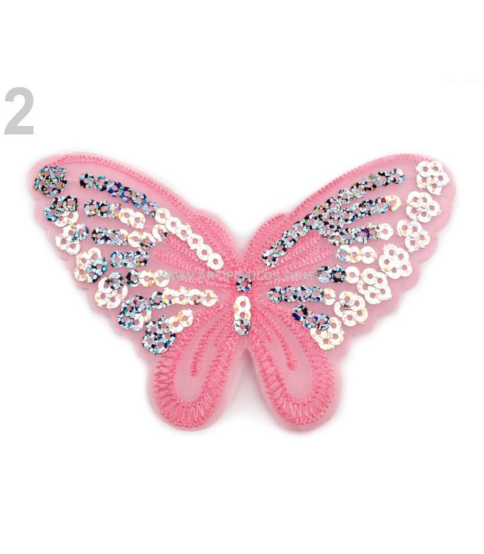 PAPILLON THERMOCOLLANT AVEC PAILLETTES 12,7 X 7,5 CM