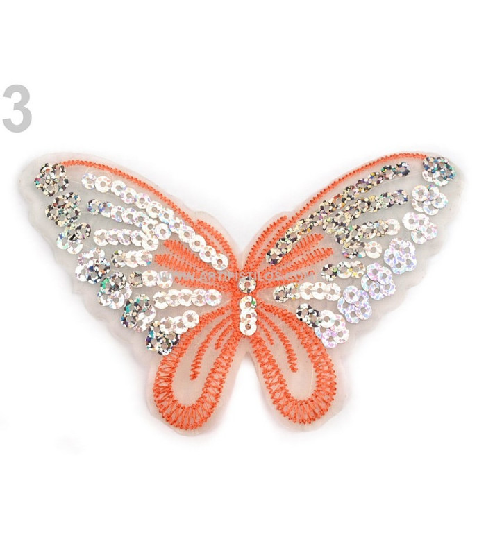 PAPILLON THERMOCOLLANT AVEC PAILLETTES 12,7 X 7,5 CM