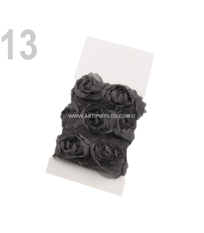 Bande de tulle avec roses. Largeur 20 mm