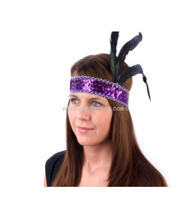 Bandeau pailleté avec plumes