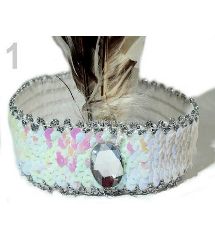 Bandeau pailleté avec plumes
