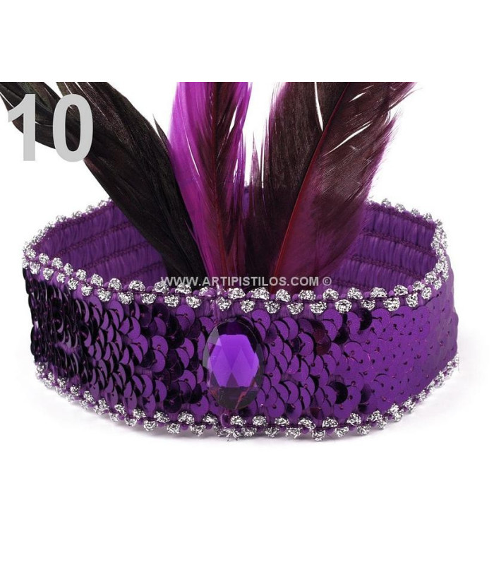 Bandeau pailleté avec plumes