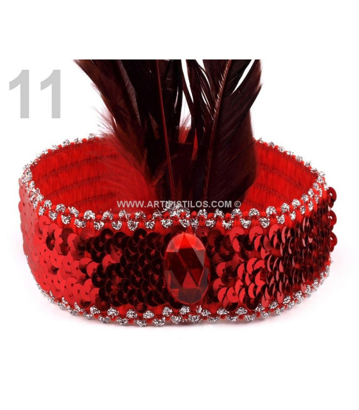 Bandeau pailleté avec plumes