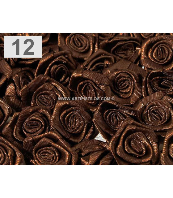 Minifleur En Satin 13-15 Mm Chocolate 13-15 Mm De Diámètre. - Mini-fleurs - roses