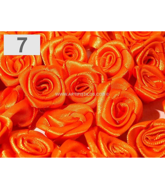 Minifleur En Satin 13-15 Mm Orange 13-15 Mm De Diámètre. - Mini-fleurs - roses