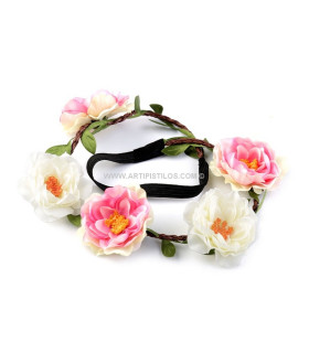 BANDEAU ÉLASTIQUE AVEC ROSES EN TISSU