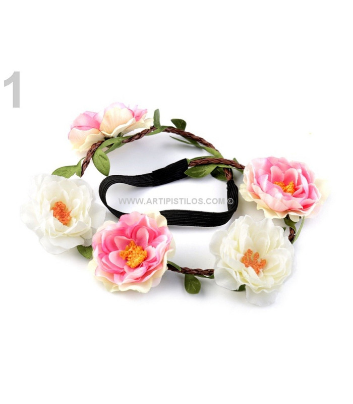 BANDEAU ÉLASTIQUE AVEC ROSES EN TISSU