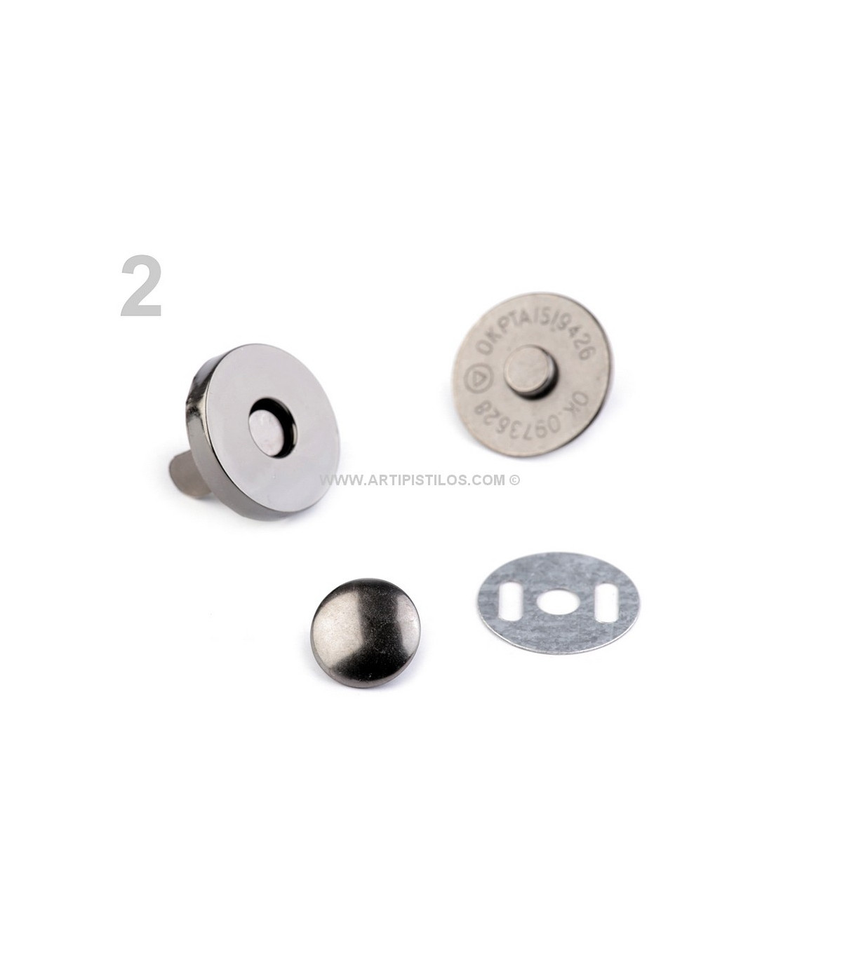 Boutons magnétiques - 14 mm argenté