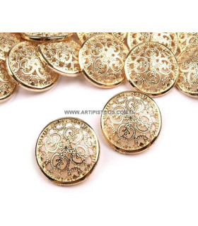 BOUTON MÉTALLIQUE 25 MM. DIAMÈTRE "ORNAMENT"