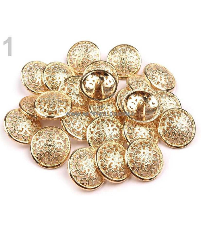 BOUTON MÉTALLIQUE 25 MM. DIAMÈTRE "ORNAMENT"