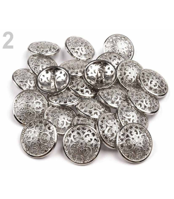 BOUTON MÉTALLIQUE 25 MM. DIAMÈTRE "ORNAMENT"