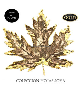 FEUILLES NATUREL DE ÉRABLE PLAQUÉ D'OR 24K 13 X 13 CMS.