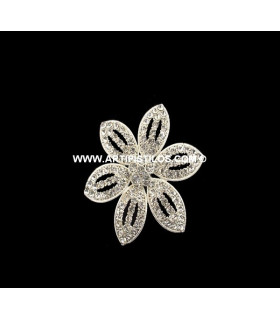 BROCHE FLEUR 6 POINTES STRASS