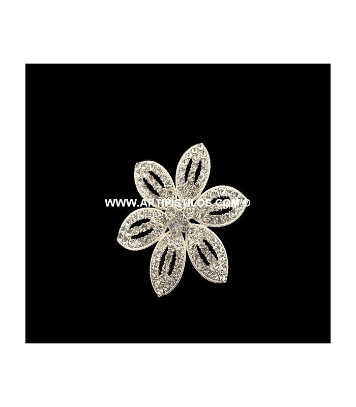 BROCHE FLEUR 6 POINTES STRASS