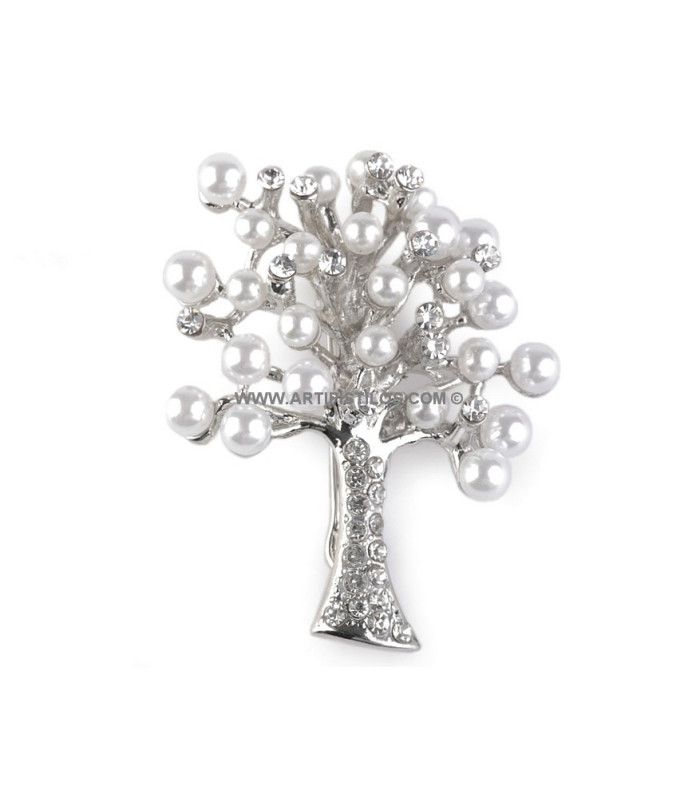 BROCHE PERLES + RHINESTONES