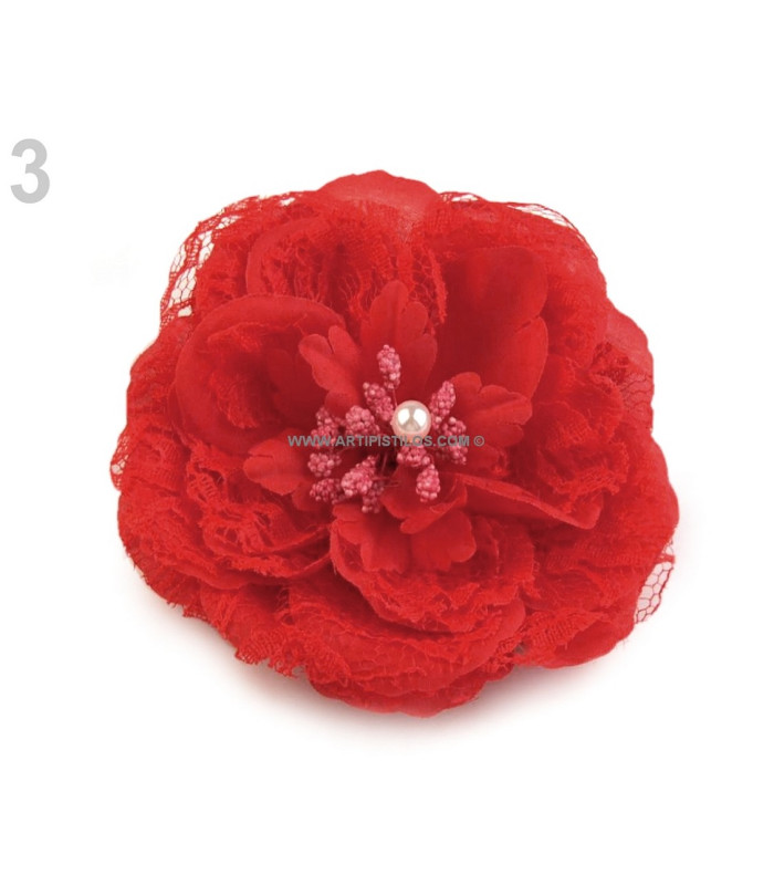 ROSE EN TISSU 11 CMS. AVEC BROCHE