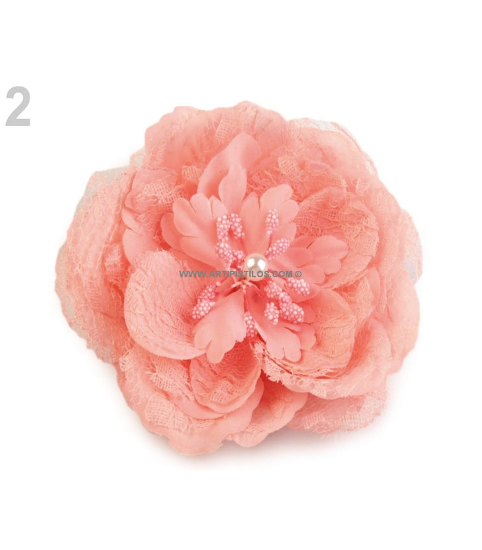 ROSE EN TISSU 11 CMS. AVEC BROCHE