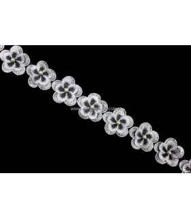 RUBAN DE DENTELLE AVEC PERLES 6,5 CM