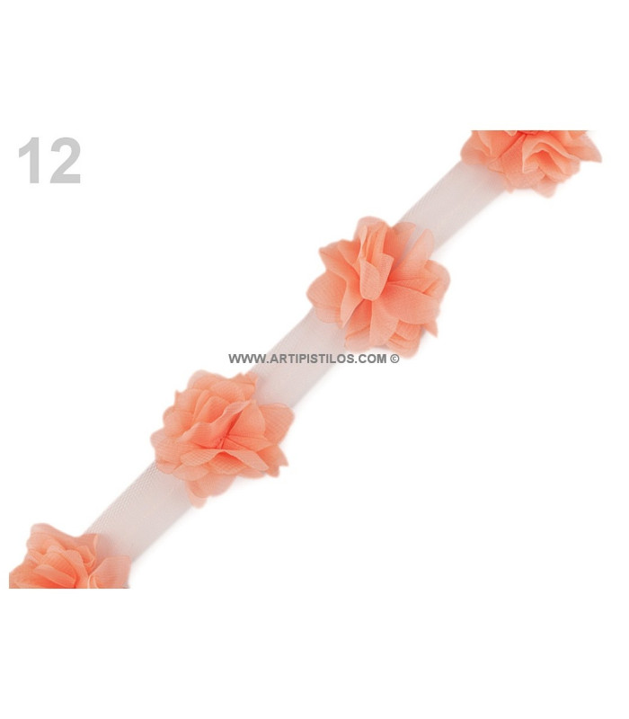 TIRA FLORES DE TUL 1 mt x 6 cm