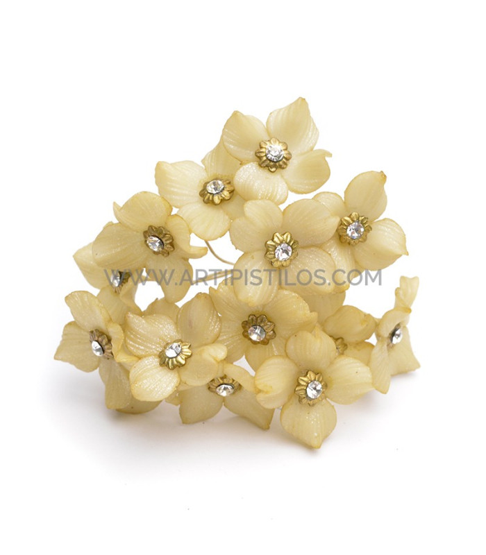 FLEUR DE PORCELAINE FRAISE 2 CM AVEC STRASS