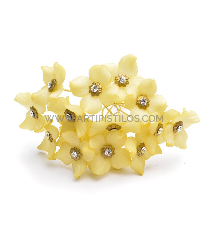 FLEUR DE PORCELAINE FRAISE 2 CM AVEC STRASS