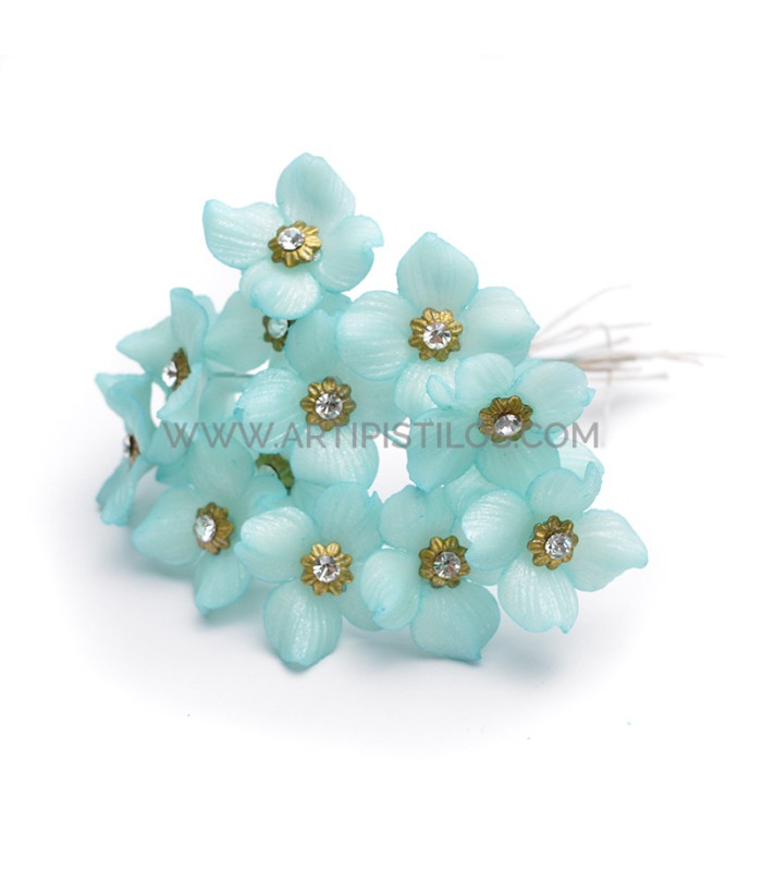 FLEUR DE PORCELAINE FRAISE 2 CM AVEC STRASS