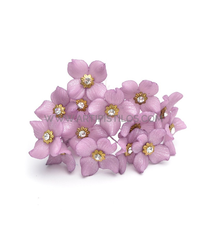 FLEUR DE PORCELAINE FRAISE 2 CM AVEC STRASS