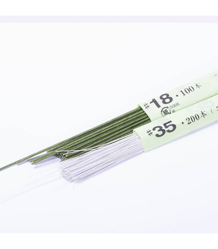 Fil floral japonais doublé de papyrus tressé vert 36 cm 100/200 pcs