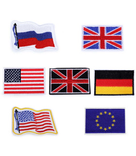 MÉLANGE D'APPLICATIONS POUR LES DRAPEAUX BRODÉS THERMOSOUDÉS