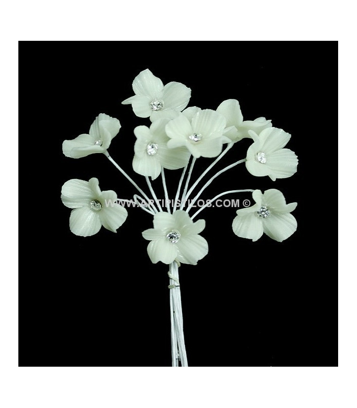 FLEUR EN PORCELAINE QUATRE FEUILLES AVEC CRISTAL