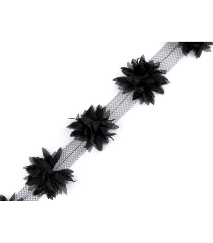 Bande de fleurs sur tulle