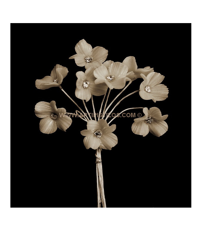 FLEUR EN PORCELAINE QUATRE FEUILLES AVEC CRISTAL