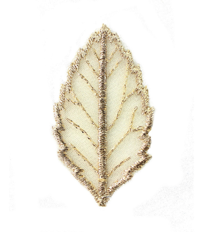 Feuille brodée 2 x 3,5 cm