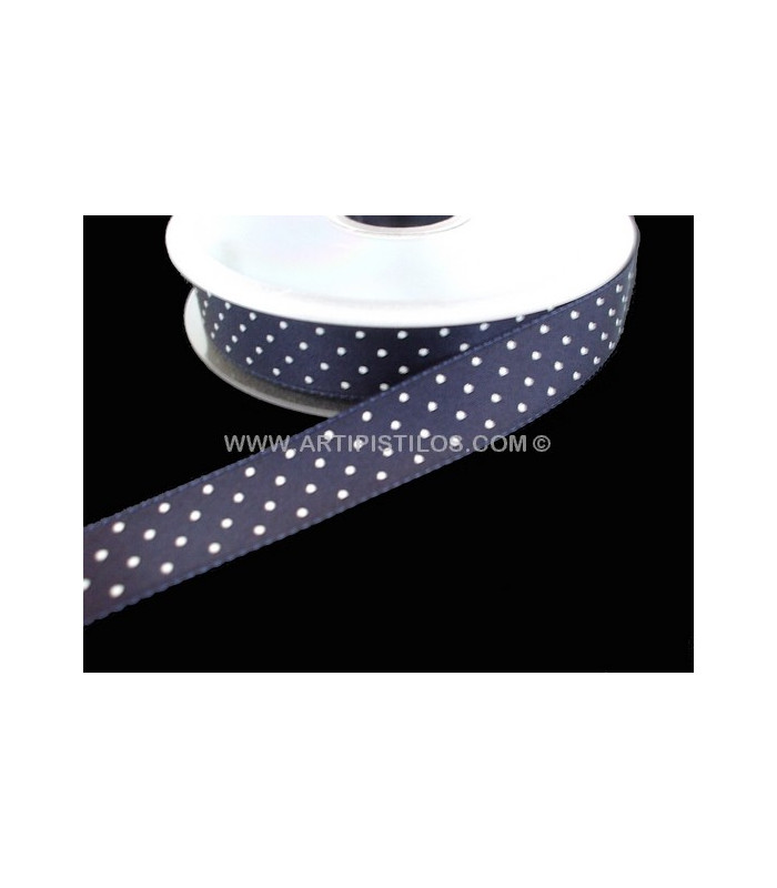 RUBAN EN SATIN À POIS 16 MM.