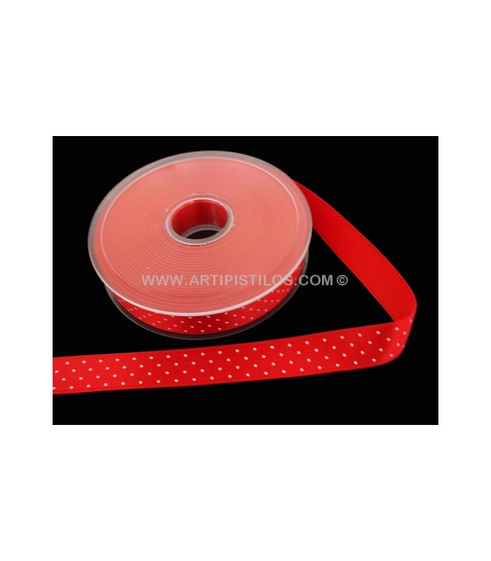 RUBAN EN SATIN À POIS 16 MM.