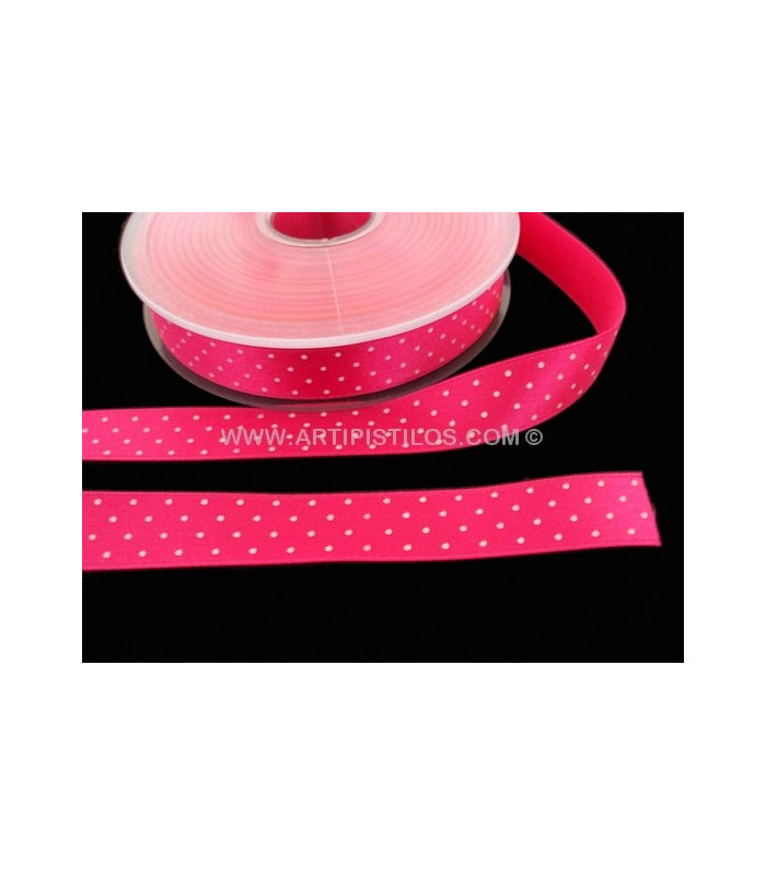 RUBAN EN SATIN À POIS 16 MM.