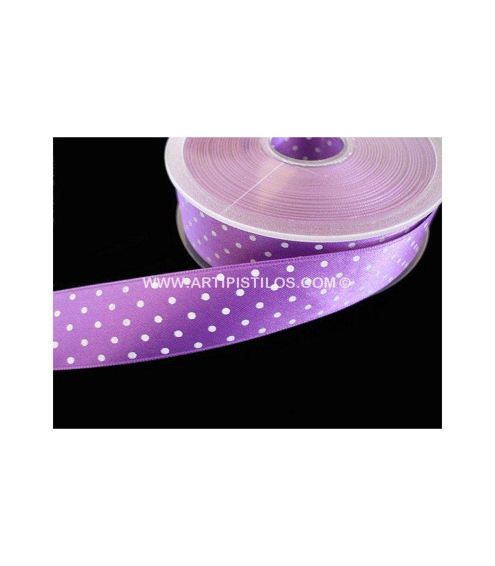 RUBAN EN SATIN À POIS 25 MM.