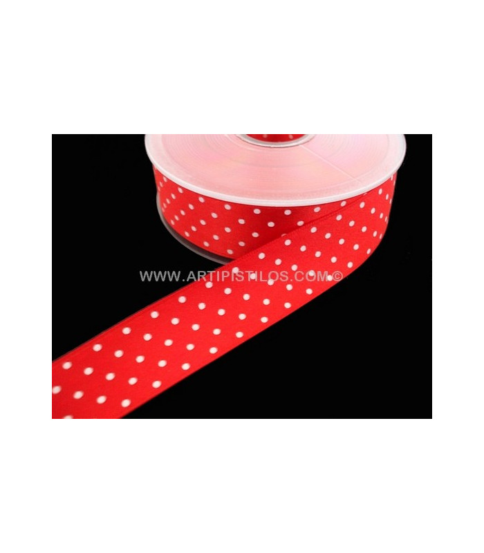 RUBAN EN SATIN À POIS 38 MM.